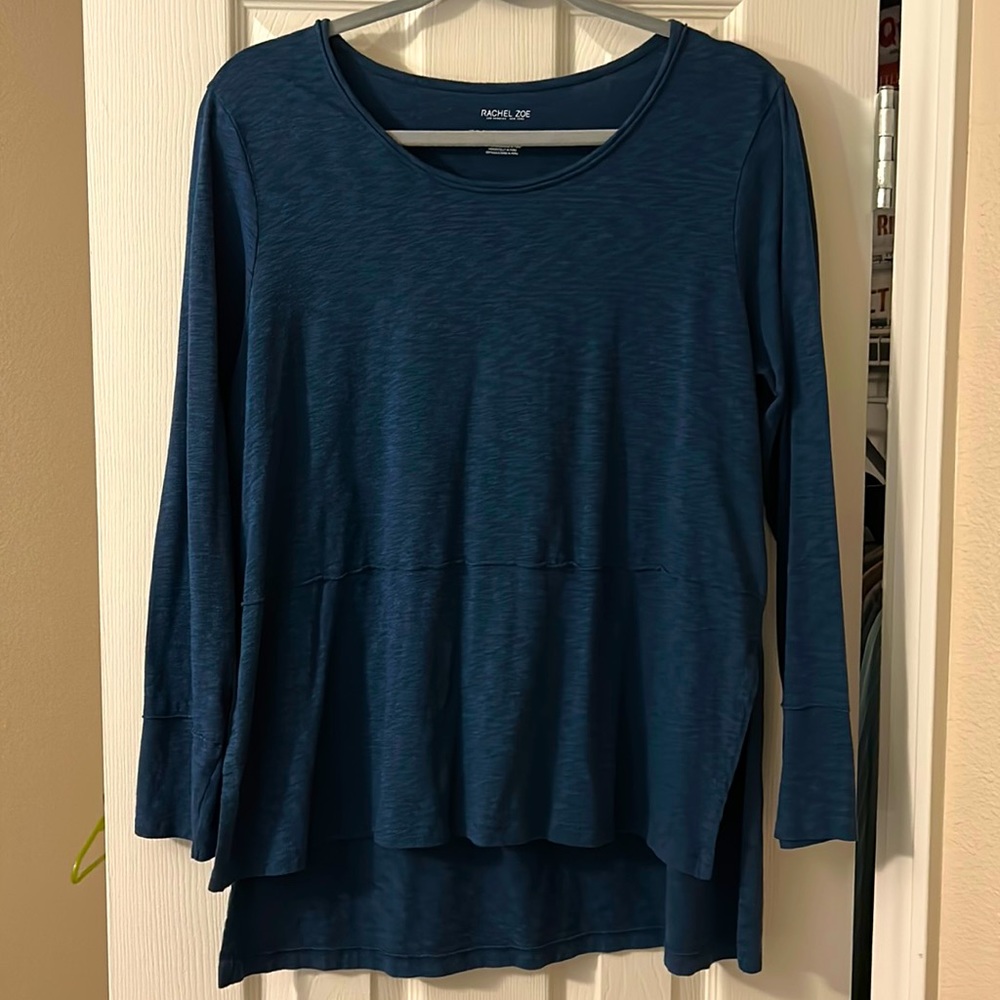 EUC Rachel Zoe Navy Tunic, Split Hem, XL